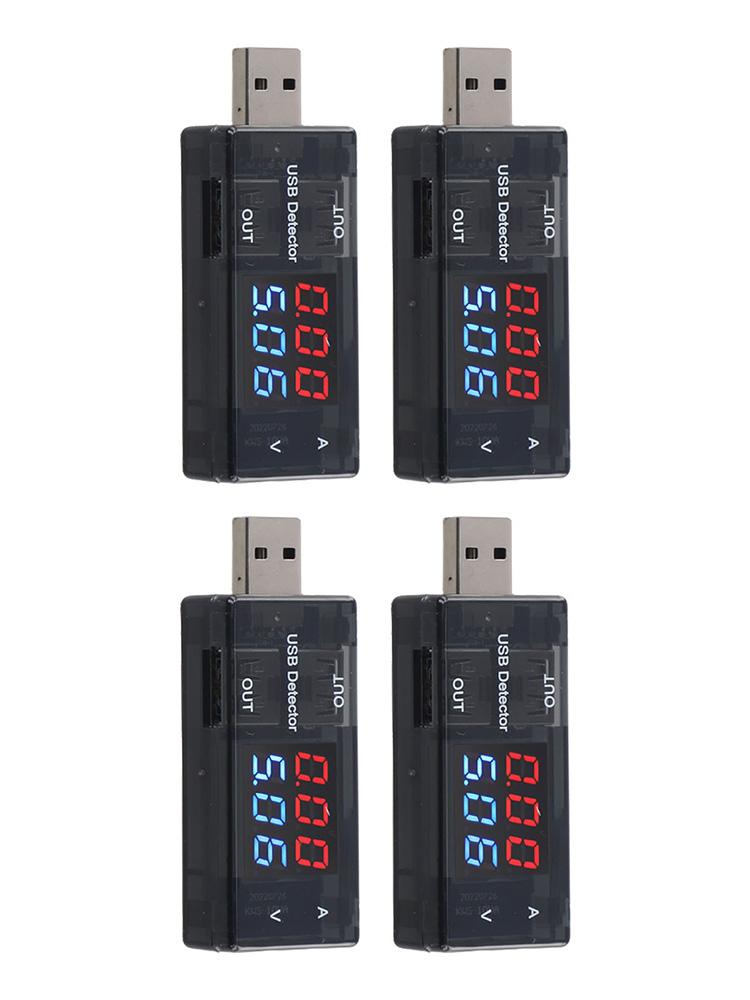 USB Current Voltage Meter 4 Pack with LCD Display for Real Time Monitoring of Voltage and Current for Chargers and Power Banks