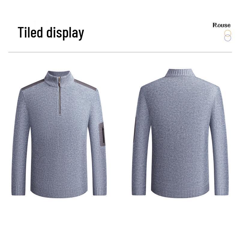 Luozi Men's 7-Gauge Thickened Half-Zip Stand Collar Wool Sweater