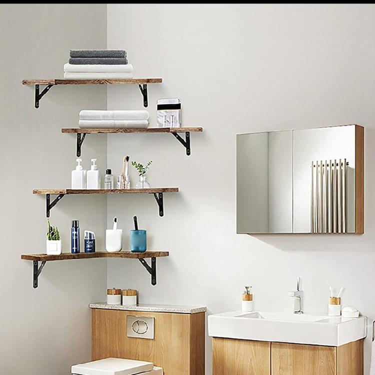 Versatile Corner Floating Shelf Versatile Corner Floating Shelf Wood Rack for Bathroom Kitchen Bedroom Storage