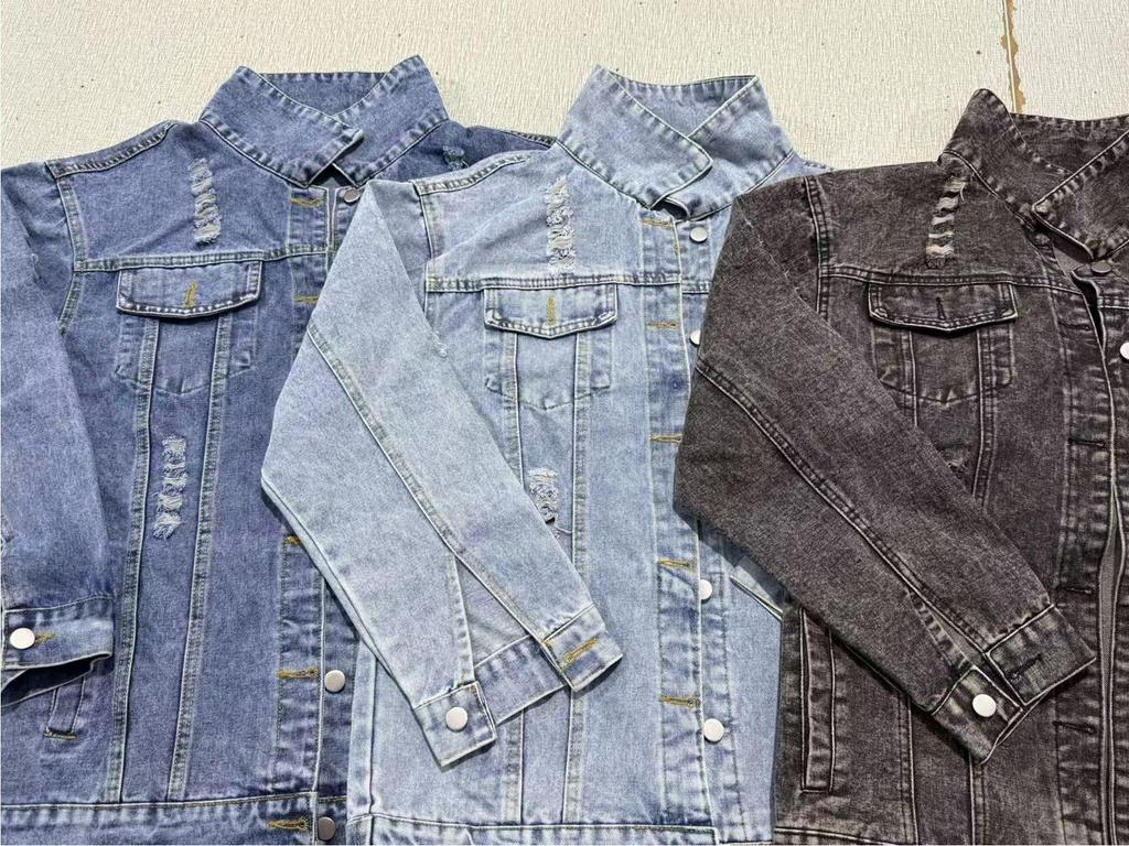 Women's Versatile Ripped Denim Jacket - European & American Style, Loose Fit