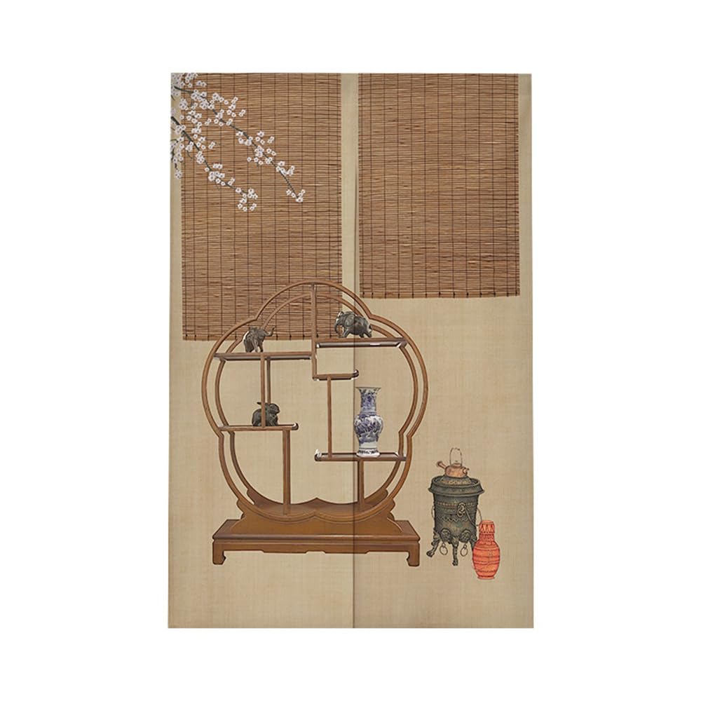 Bamboo Mat Japanese Noren Doorway Curtain Cotton Linen Chinese Style Door Curtain Window Treatment Tapestry Shading Decorative