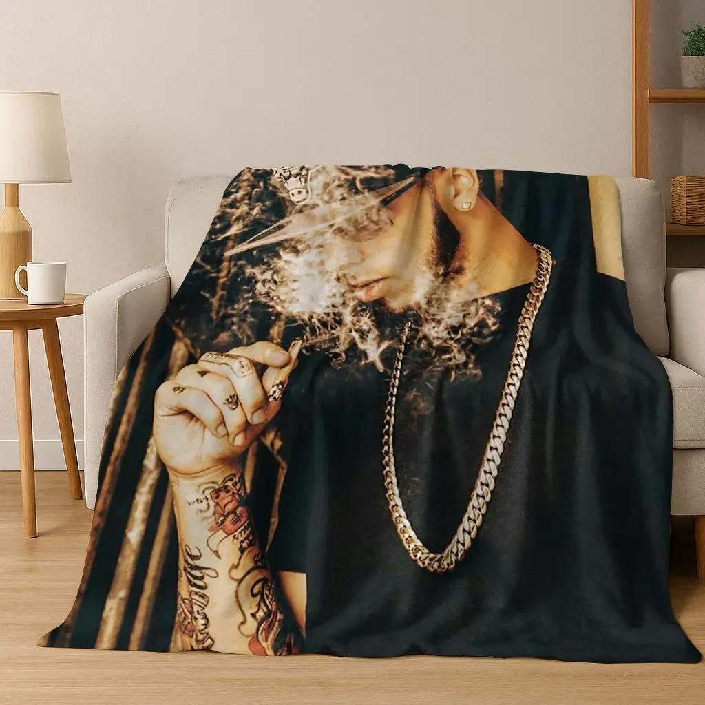 Free Anuel AA Rapper Hip Hop Singer Star Flannel Blanket Soft Warm Throw Blanket for Bedroom Living Room Bed Camping Picnic Gift
