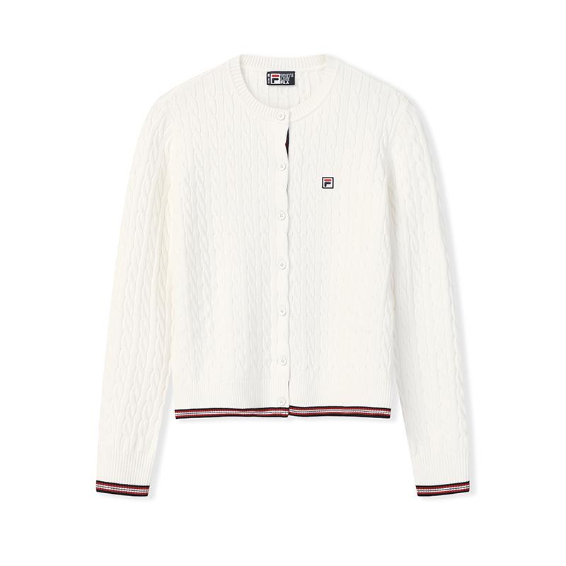 Fila Наследие Мода Простой Классический Ретро Повседневный Универсальный Удобный Вязаный Кардиган Свитер Женский свитер F11W618408FWT M