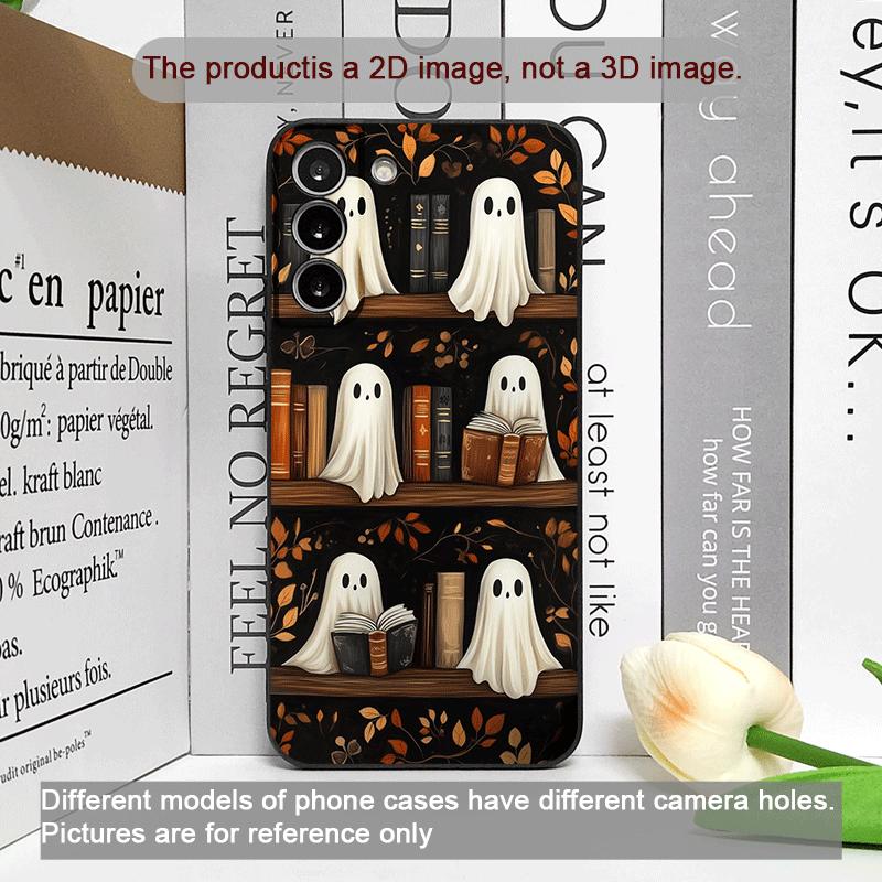 Halloween Pumpkin Ghost Bookshelf Book Phone Case for Samsung Galaxy A56 A42 A13 A14 A55 A16 A54 A36 A53 A52 A51 A50 Soft Covers