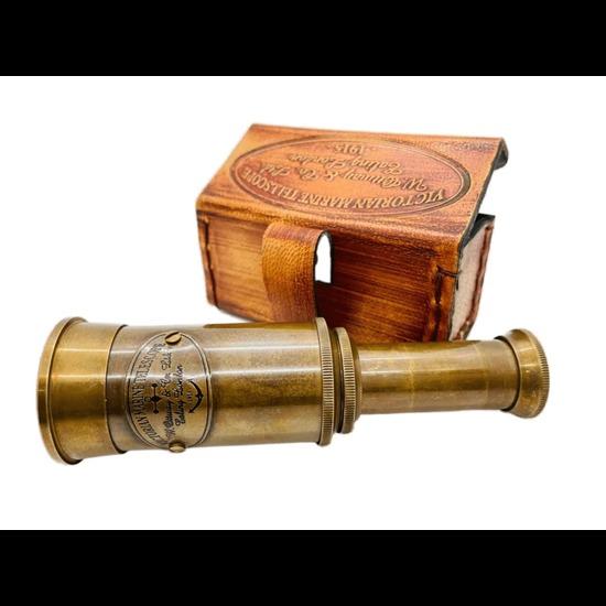 

6-дюймовый портативный мини-телескоп с кожаным футляром. Морские коллекционные предметы.