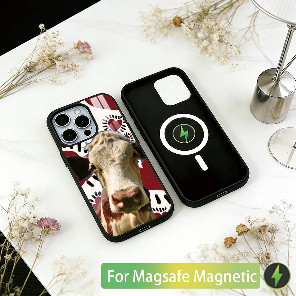 Funny Cute Cows Phone Case For iPhone17,16,15,14,13,12,11 Plus,Pro Magnetic with Magsafe Wireless Charging
