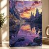 Fantasy Mountain Lake D Texture Printed Poster Custom Vintage Metal Tin Plate Sign for Wall Art Decor Luxury Article Decoration