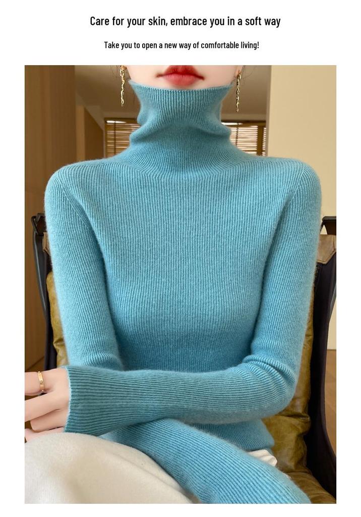 Women's Seamless Slimming Turtleneck Knitwear - Autumn & Winter Velvet Base Layer Sweater.