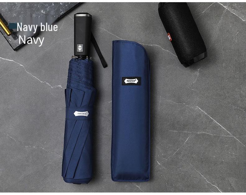 PARACHASE 135cm Super Large Automatic 3-Fold Umbrella, Flat Handle, Korean Style, Business Umbrella for Men