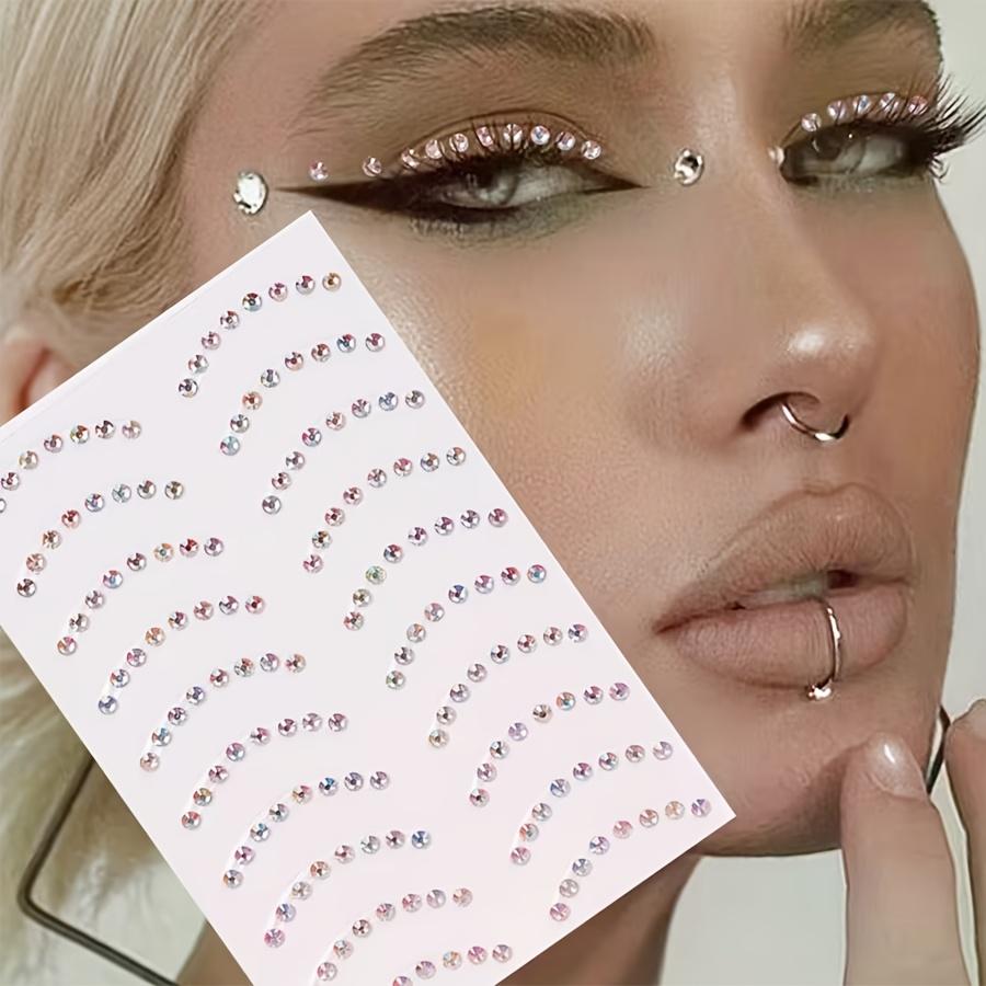 

Party temporary tattoo For Music Festival Self Adhesive Makeup Accessory Eye Face Sticker Cosplay Makeup Rhinestone Accessories Style 1 белый