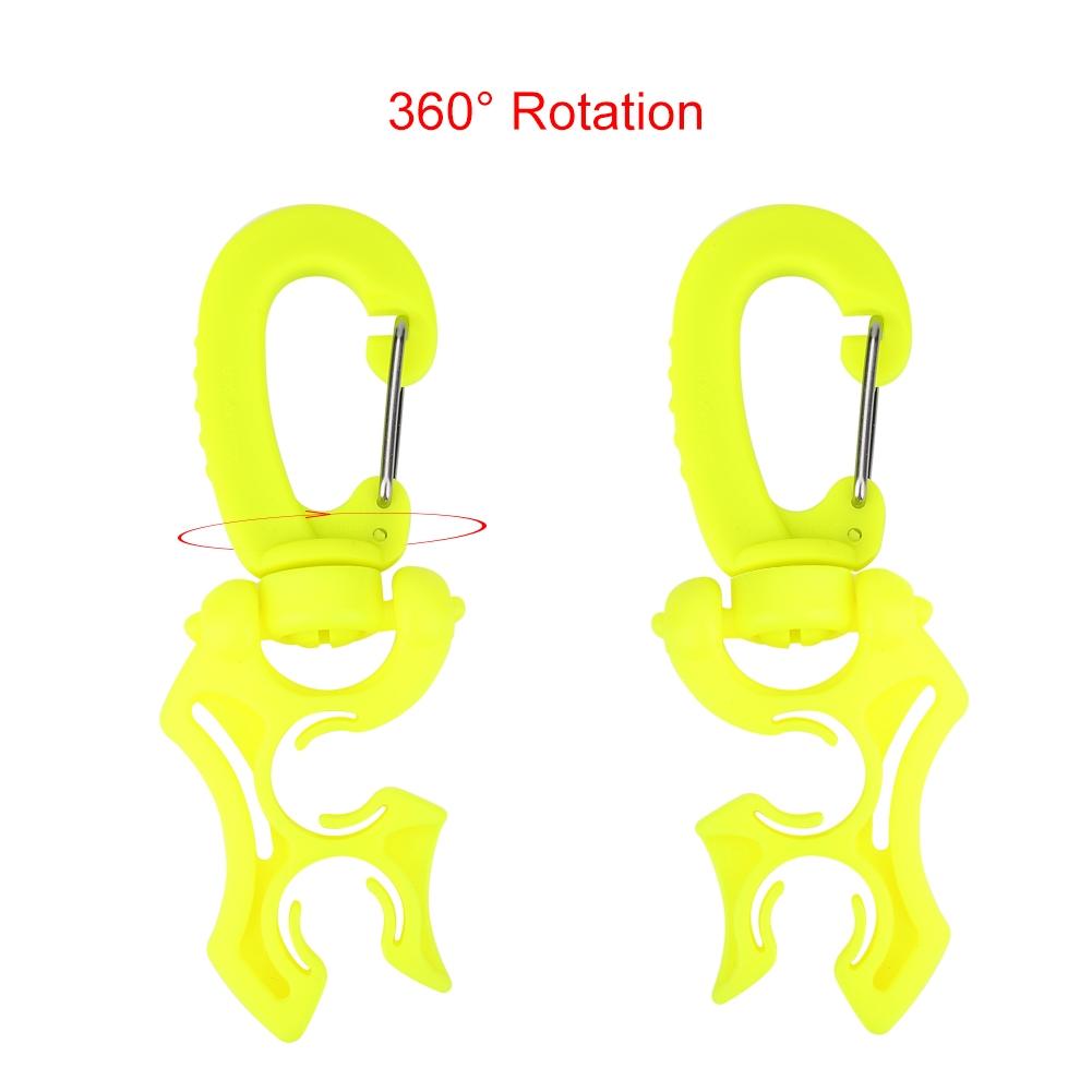 1Pc Outdoor Scuba Diving Double BCD Low Pressure Hose Clip Holder with Snap Hook Buckle(Green)