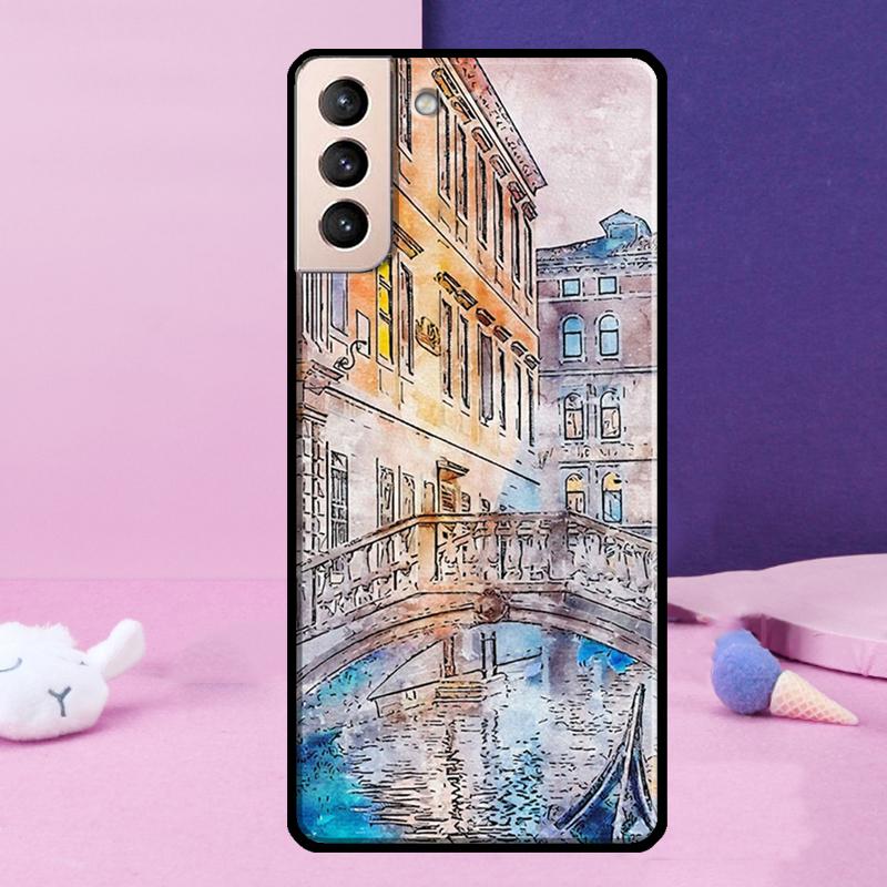 Travel italy Street Venice Phone Case For Samsung Galaxy S25 Ultra S24 S23 Ultra S9 S10 S20 S21 S22 Plus S24 FE Cover