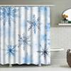 Snowy Flakes Blue Printed Shower Curtain Waterproof Bath Decor Home Decoration Soft Fabric Tub Liner White/Light Blue