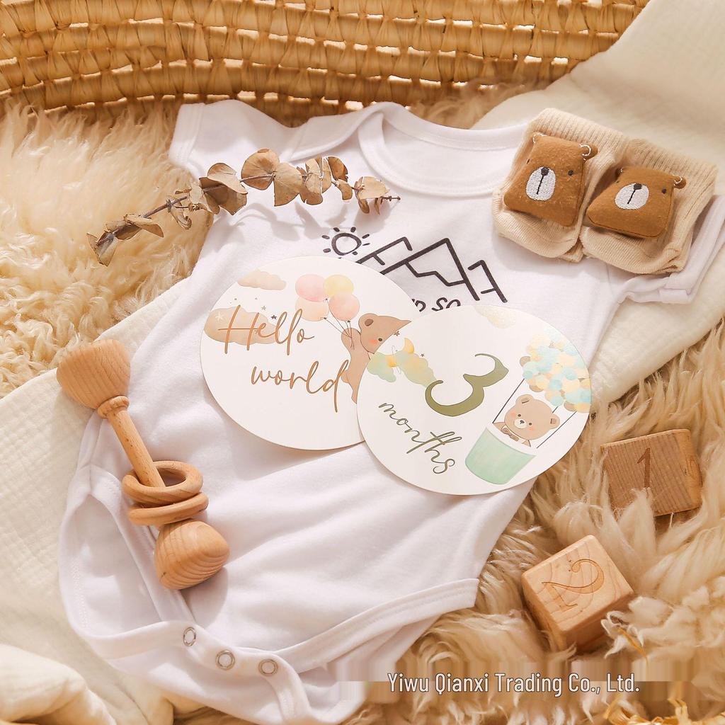 Little Bear Milestone Cards: 1-12 Months & Hundred Days Commemorative Photo Props