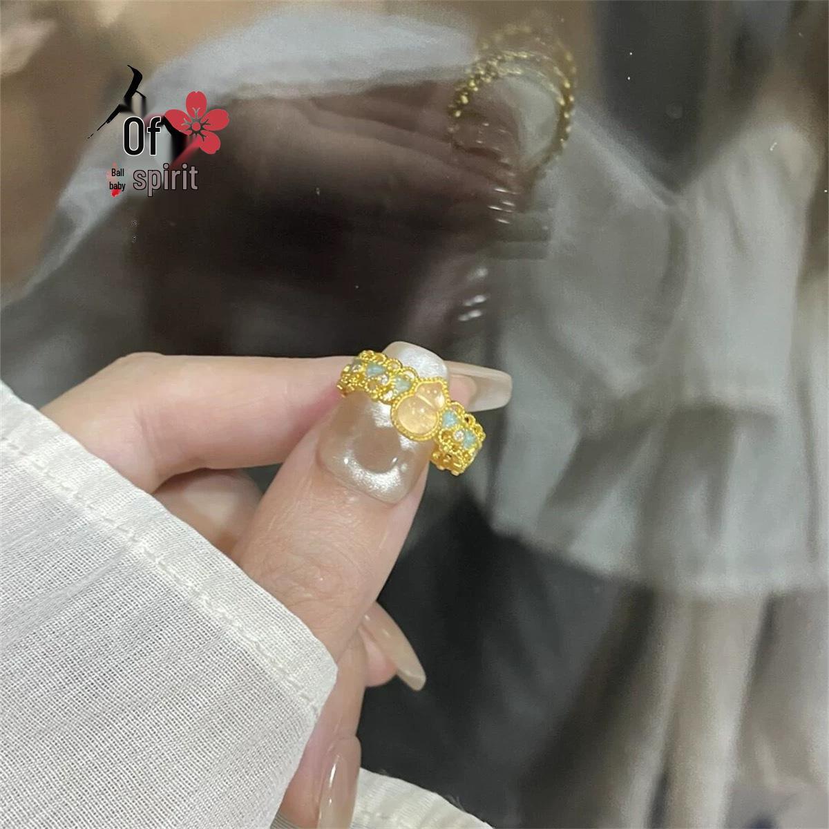 

Женский браслет-тыква: Золотая эмаль с дизайном Фэнхуа Цзяо Юй, стиль китайской национальной волны