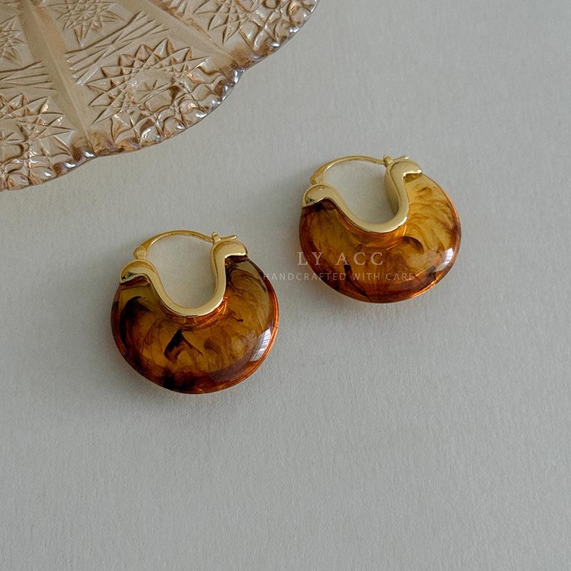 Meier Metallic Amber Acrylic Earrings Irregular Versatile Earrings Earrings