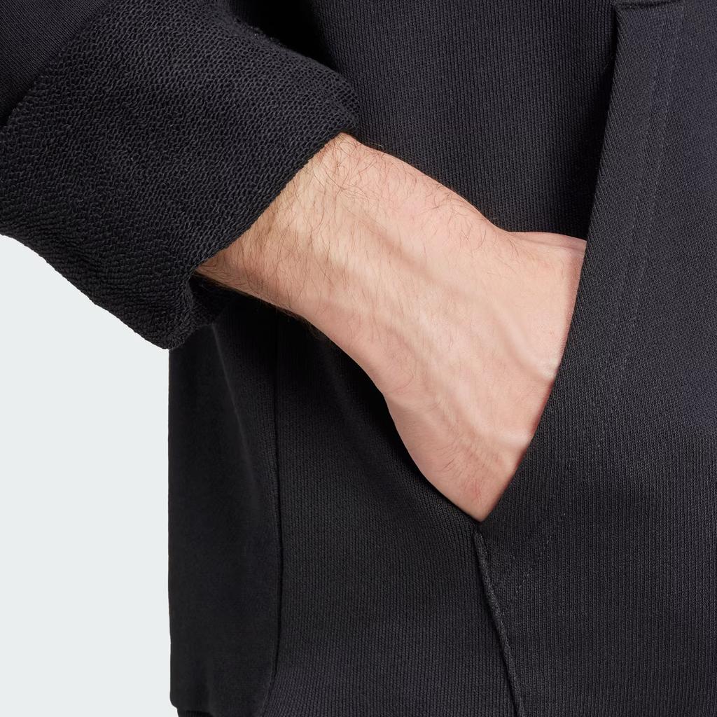 Adidas Originals Trefoil Hoodie FW24 Outline Series Fashion Comfortable Soft Hooded Sweatshirt Men Hoodies Black JJ1506