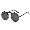New Vintage Steampunk Sunglasses Round Steam Punk Metal Women Coating Sunglasses Men Retro Circle Sun Glasses Flap sunglasses