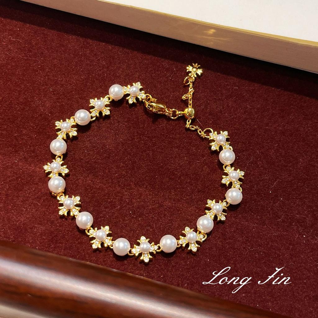 Niche Cross Pearl Necklace Bracelet High-End Temperament Collarbone Chain Versatile Jewelry