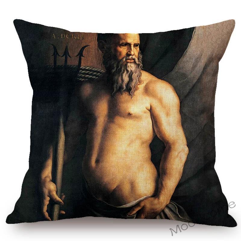 Home Decor Art European Oil Painting Poseidon Venus Sofa Throw Pillow Case Florentine Style Agnolo Bronzino Linen Cushion Cover