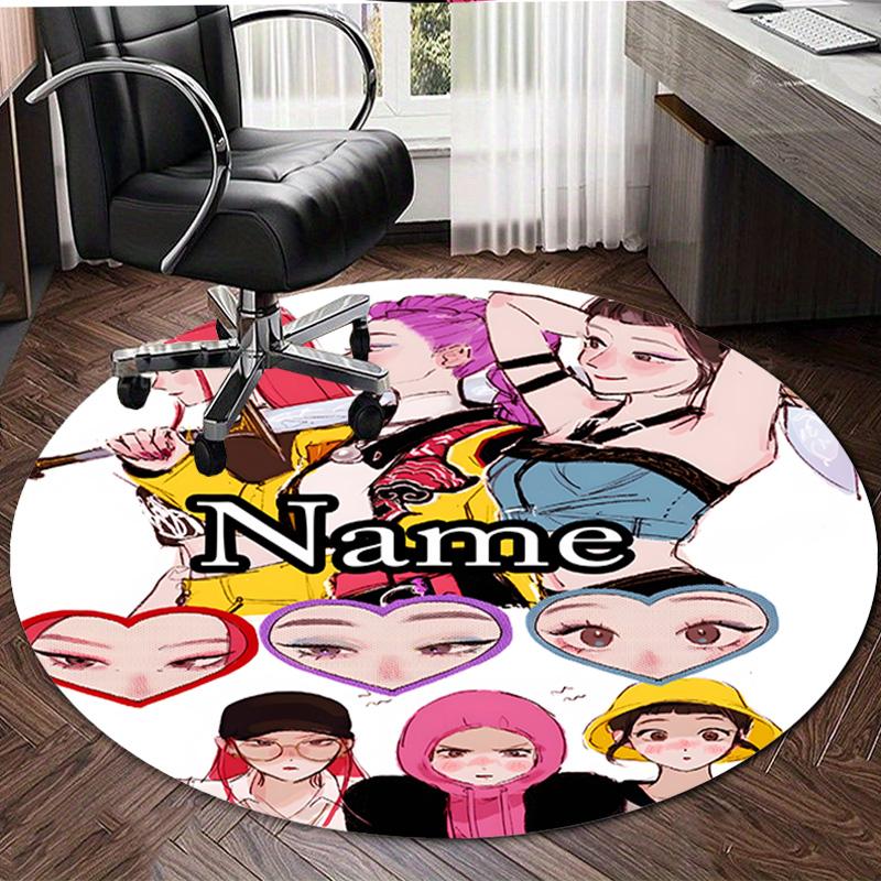 Personalized K-KPop Demon Hunters Round Chair Office Rug - Perfect for Mat, Office Chair & More - Ideal Gift for Birthdays and Holidays