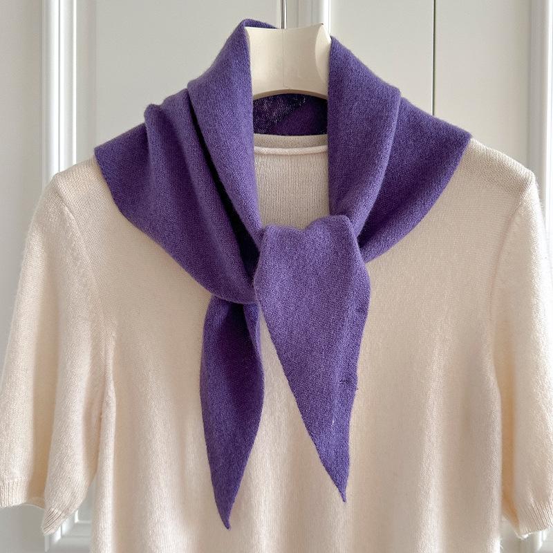 High-End Women's Triangle Scarf: 100% Australian Wool, Knitted Korean Style, Perfect for Autumn & Winter