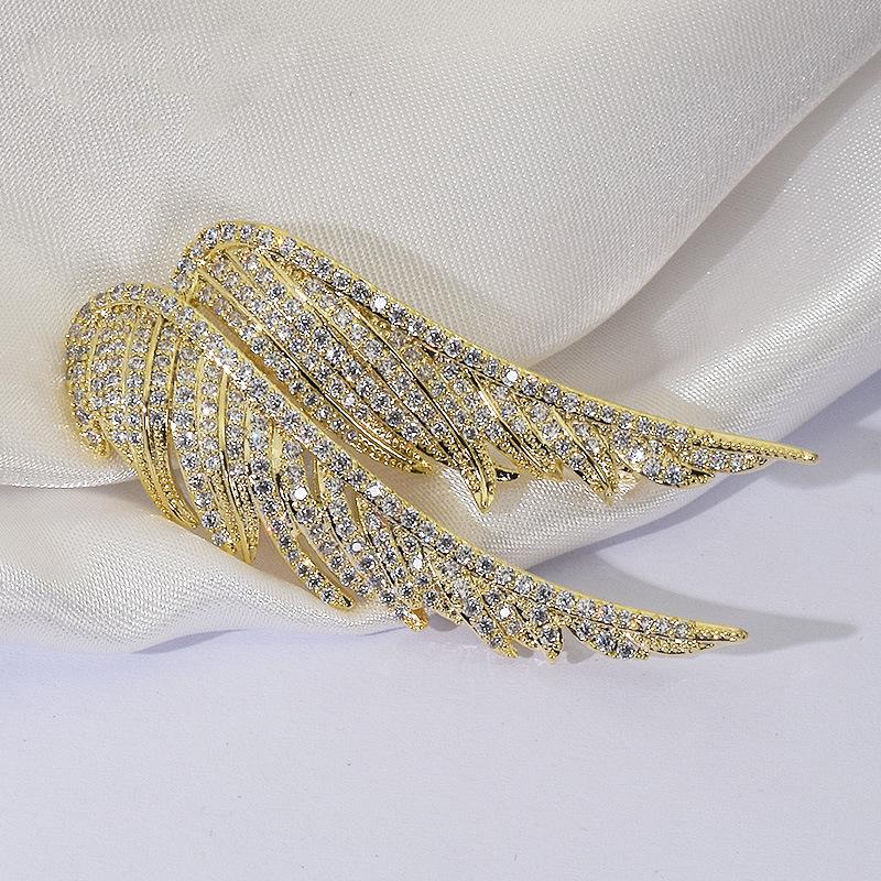 

Angel s Wings Delicate and Elegant Female Feather Brooch Versatile and Elegant Accessories Suit Coat Pin Buckle Corsage золотий