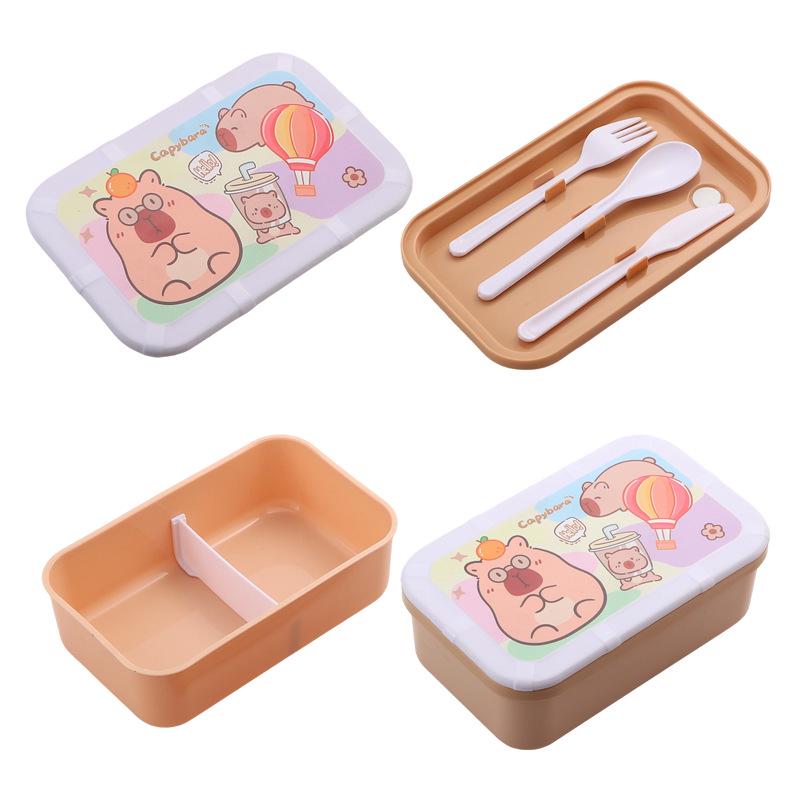 International Cartoon Bento Lunch Box - Large Capacity, Microwaveable, Fresh-Keeping with Compartments.