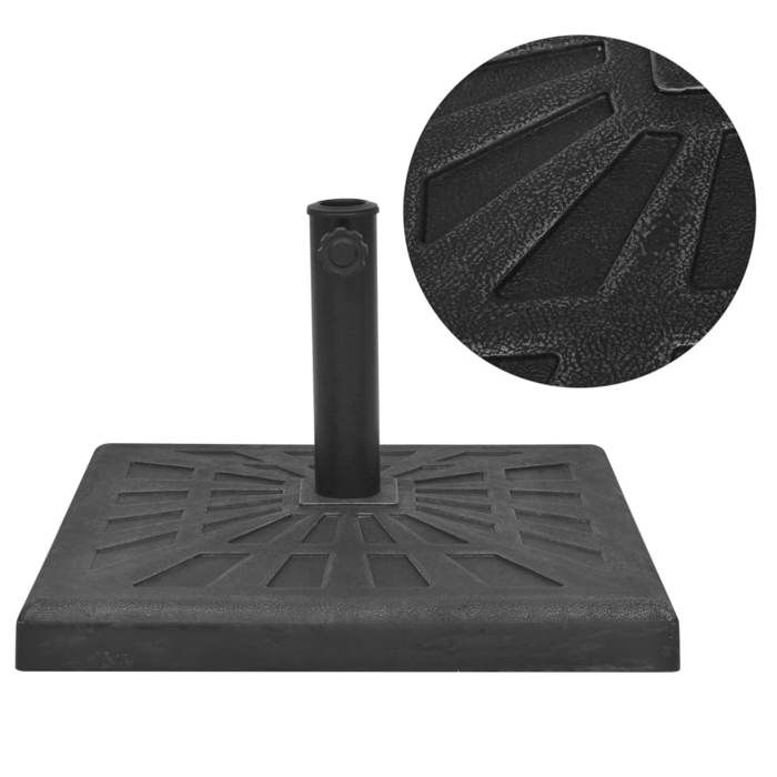Base de parasol carrée en résine noire VIDAXL - 19 kg - adaptateurs inclus