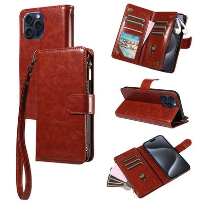 Zipper Crystal Print Phone Case for Iphone16 15 14Pro Max Plus 13 12 11Pro Mini 7 8 XS XR XS MAX Clamshell, Wallet, Faux Leather