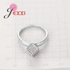 High Quality 925 Sterling Silver Women Sparkling CZ Crystals Rhinestone Cube Geometric Jewelry Female Wedding Band Ring