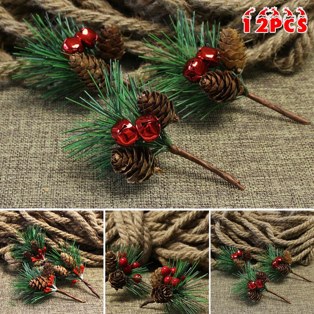 Künstliche Blume Kiefernzweige mit Beeren und Tannenzapfen Weihnachts-Hausdekoration