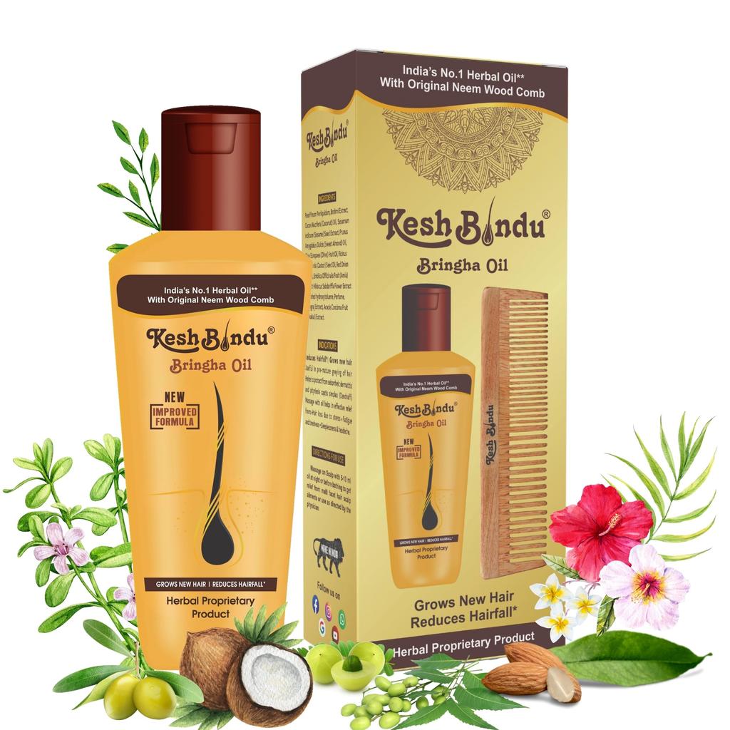 KESHBINDU Bringha Hair Oil 130ml & Shampoo 130ml For Men & Women | Adivasi theory Hair Improve & Reduces Hair Fall~Rosemary, Amla, Coconut & Bhri