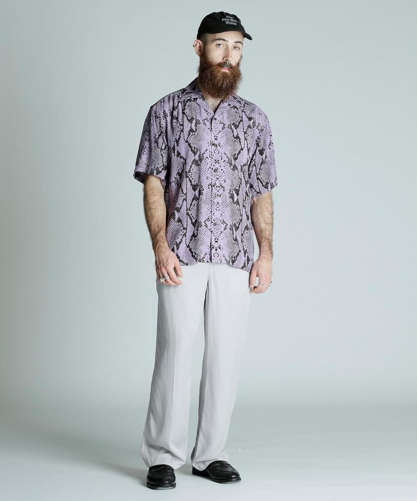 Schott RAYON SHIRT PYTHON Rayon Size Shirt, Python, Men's, L, 437, Lavender, 782-5123010