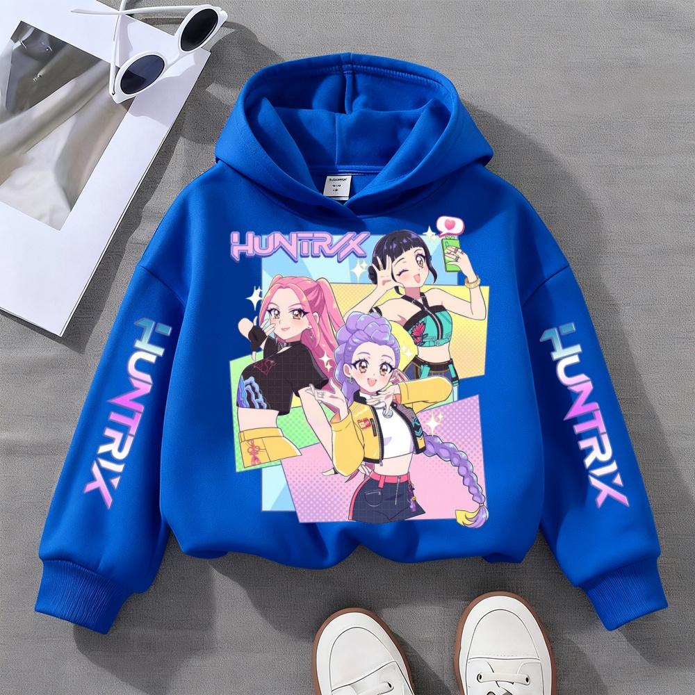 KPop Demon Hunter Cute Printed Girls' Hoodie Children's Autumn and Winter Casual Fashion Warm Pullover Sweatshirt