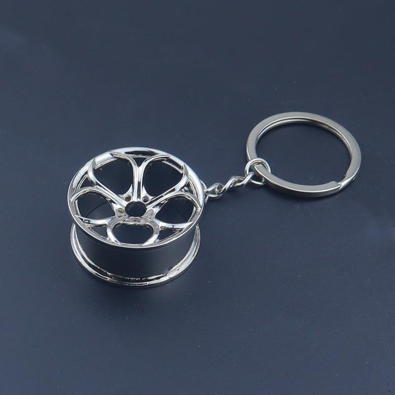Laser Logo Metal Wheel Keychain - Gold, Silver, Black, Colorful Wheel Pendant Small Gift for Car Lovers