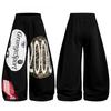 OREETA American Street Hip Hop Cargo Pants Loose Wide Leg Printed Patchwork Sweatpants Men Women
