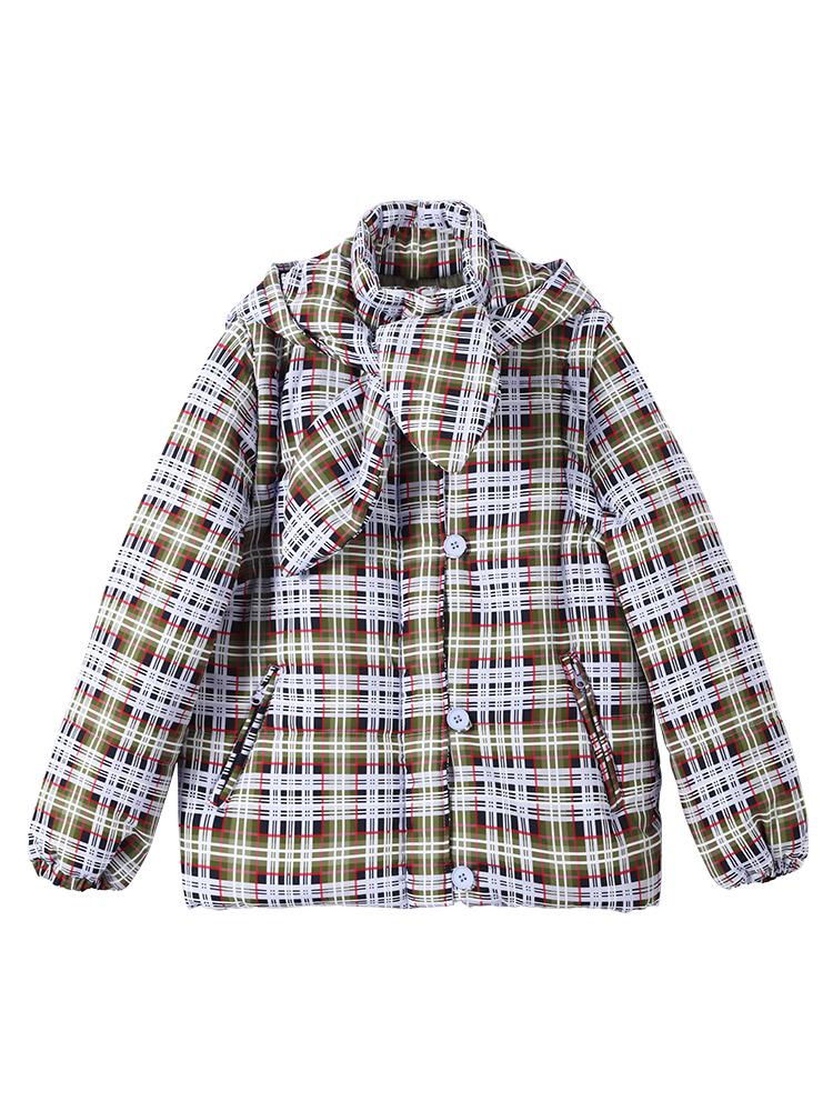 

Женская двухпредметная клетчатая куртка со съемным капюшоном, женская куртка со съемными рукавами, теплая и модная зимняя куртка 2025 L белый