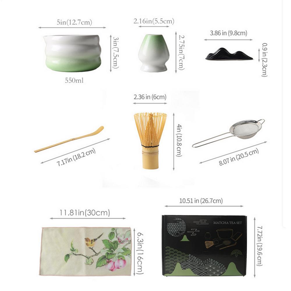 Matcha Whisk Set 7Pcs/set Kitchen Whisk And Bowl Set Japanese Tea Kit With Strainer Spoon Holder Scoop For Tea Lovers