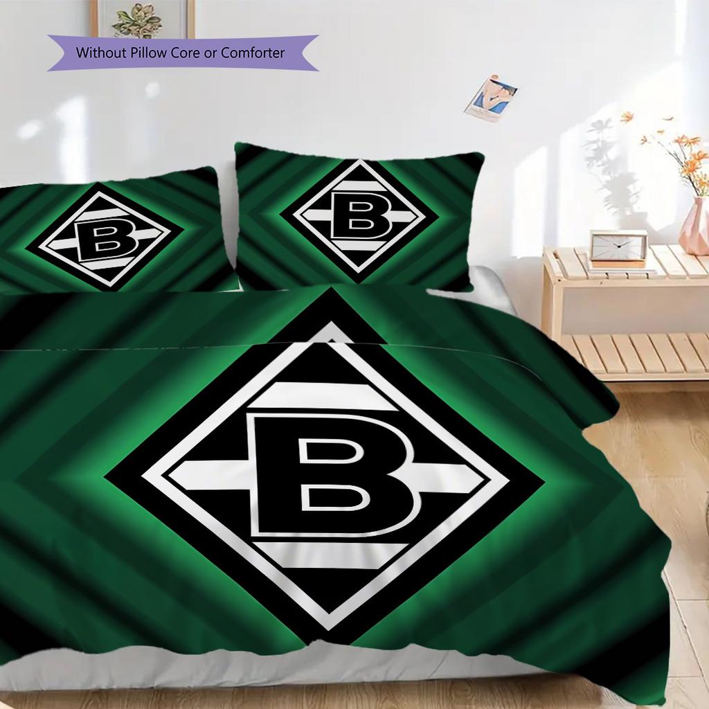 Borussia Vzor Povlečení Sada Prošívaných Dek Quilt Cover Povlak na Polštář Domácí Dekorace Dárek k Narozeninám (1 * povlak na peřinu + 2 * povlak na polštář, bez jádra)