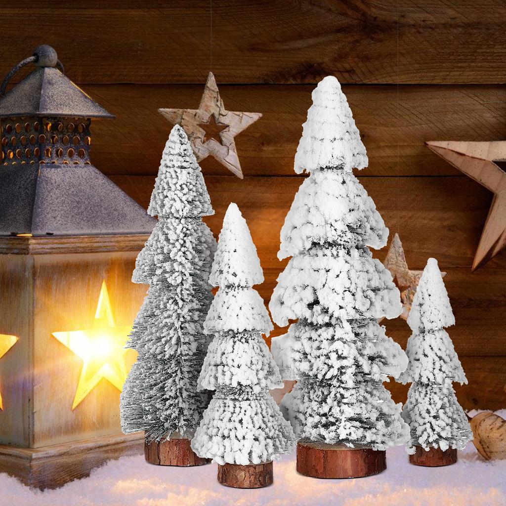 4Pcs Small Christmas Tree Decorations Artificial Pine Trees for Home Party Window Display Festive Tabletop Xmas Scene Setup