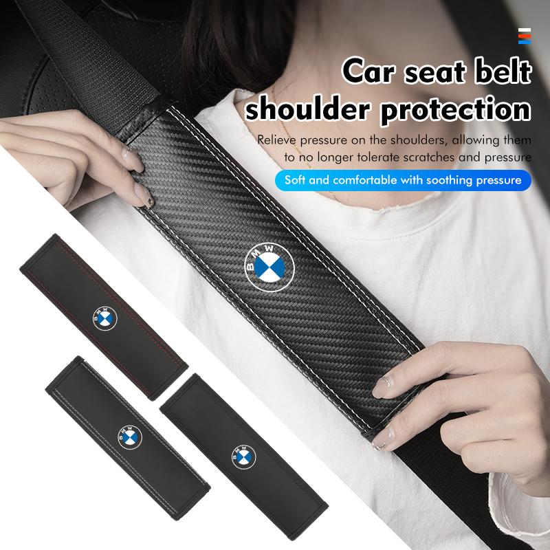 MLKH2 Leather Car Seat Belt Shoulder Cover Protection Accessories For BMW E90 E60 E46 E39 F30 F10 E87 X3 X4 X5 X1 G30 G20