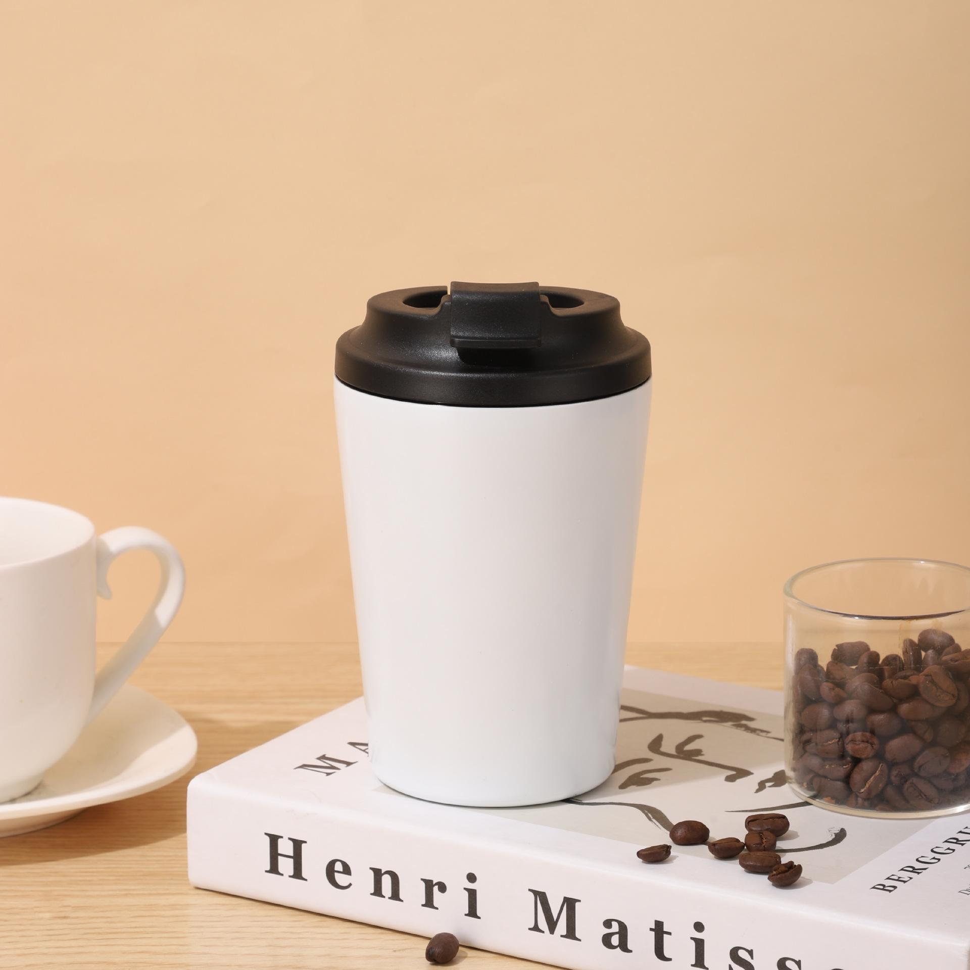 

Mini 12Oz Coffee Cup Portable Stainless Steel Thermos Cup Office Home With Scale Car Cup 12oz білий