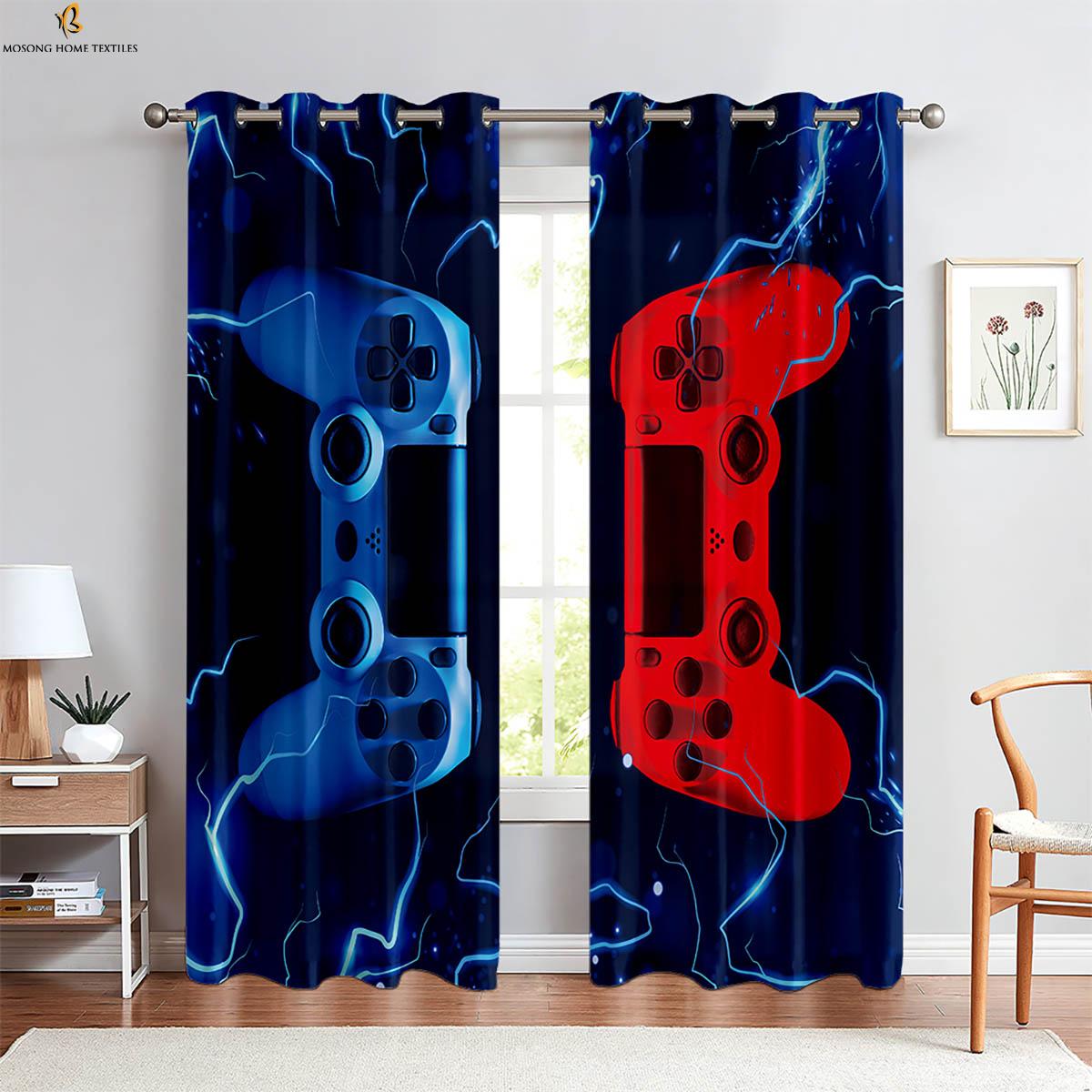 

Крутой игровой контроллер 3D-принтованные шторы, подходящие для игровой комнаты, спальни, кабинета, декоративные шторы, украшение дома, 2 шт. W140xH250(CM)x2PCS&Rod pocket