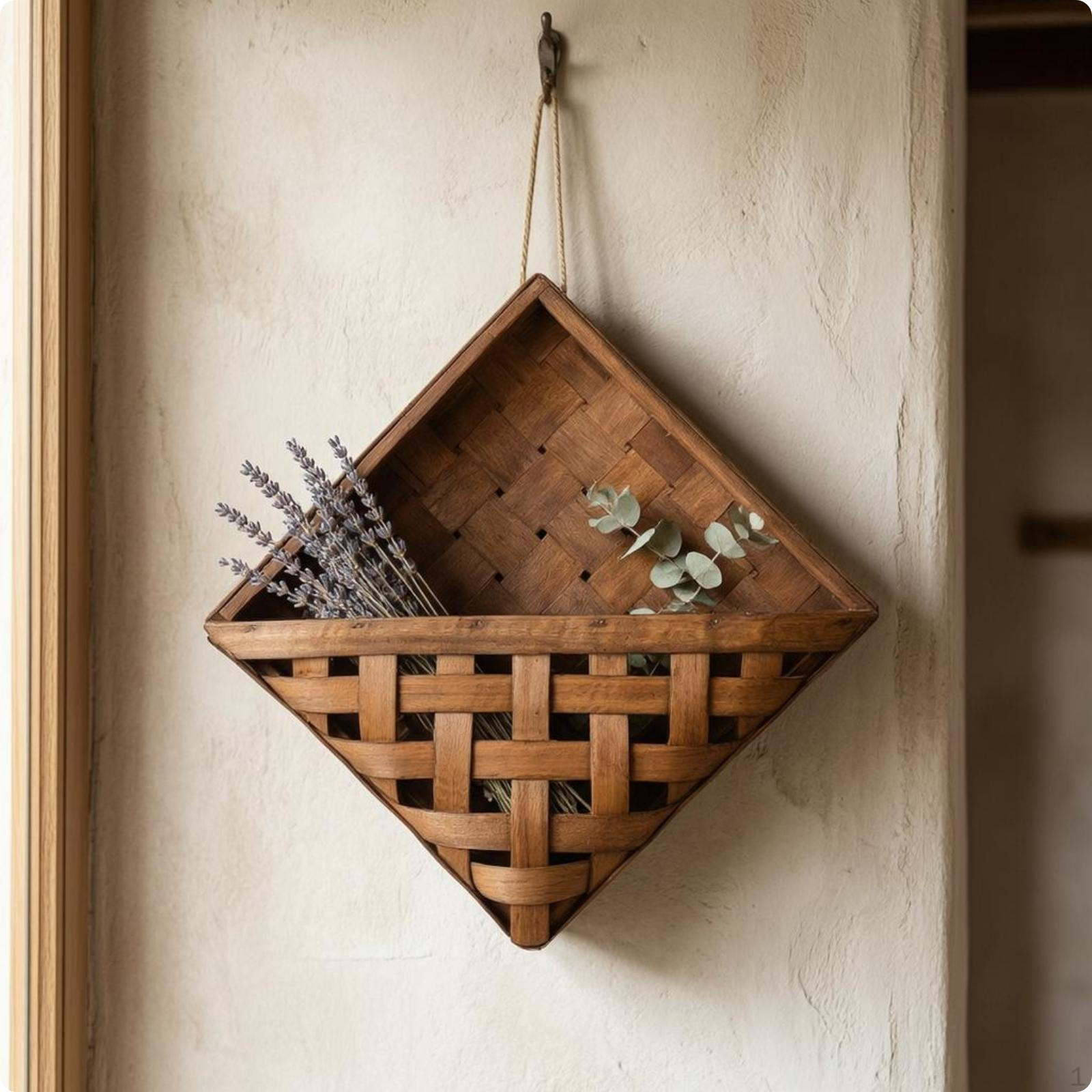 Geometric Wall Basket Brown Finish Hanging Material