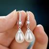 New Temperament Simple Water Drop Shape Simulation Freshwater Zircon Shell Beads Drop Earrings