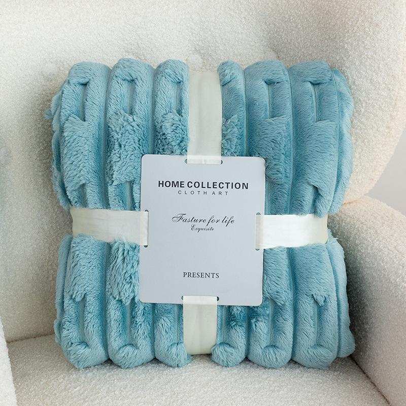 Soft and Comfortable Thickened Imitation Rabbit Down Bamboo Knot Blanket Leisure Office Nap Flannel Blanket