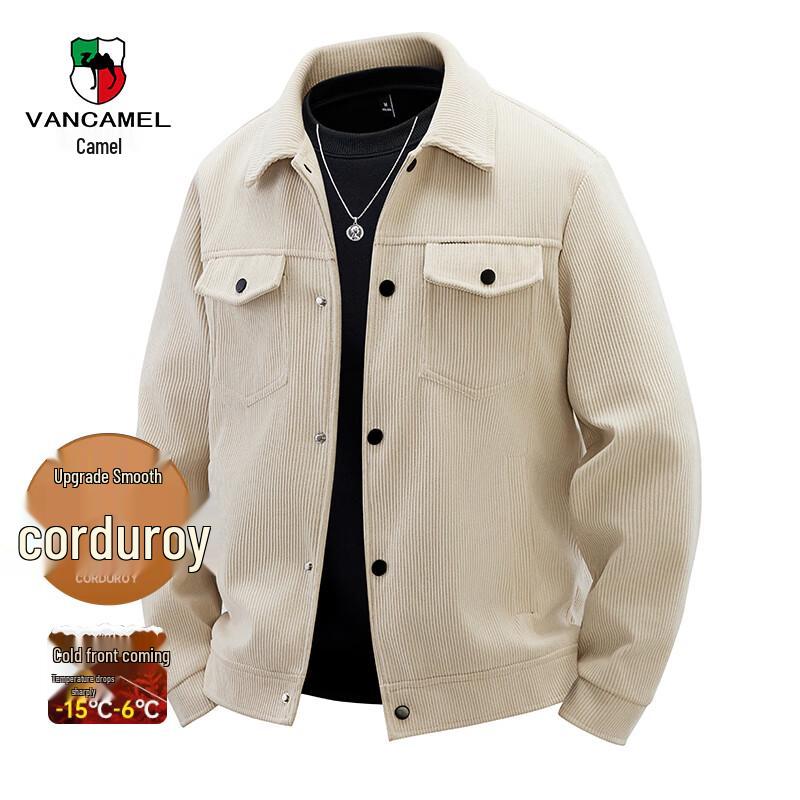 

VANCAMEL Men s Retro Corduroy Multi-Pocket Workwear Jacket 4XL