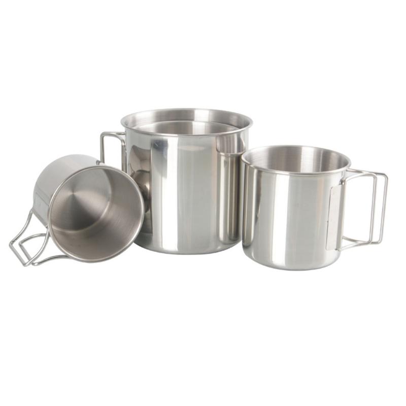 4Pcs Stainless Steel Camping Cup Coffee Wine Cup Outdoor Water Stackable Lightweight Camping Tableware Supplies