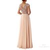 New Spring/Summer Women's Sleeveless Dress V-Neck Sequined Elegant Chiffon Patchwork Evening Gown